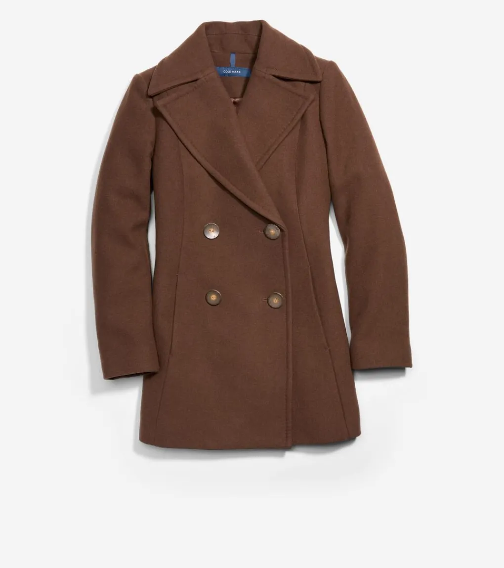 Fine Wool Twill Double Breasted Peacoat*Cole Haan Hot