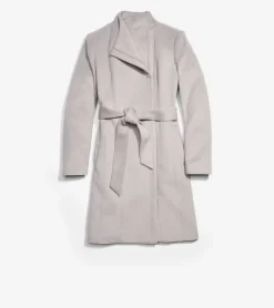 Moulded Collar Slick Wool Belted Coat*Cole Haan Discount
