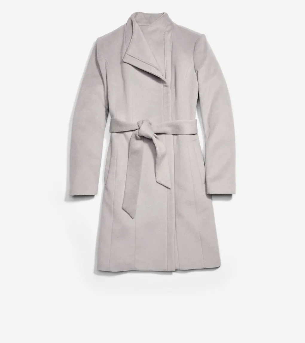 Moulded Collar Slick Wool Belted Coat*Cole Haan Discount