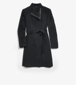 Moulded Collar Slick Wool Belted Coat*Cole Haan Discount