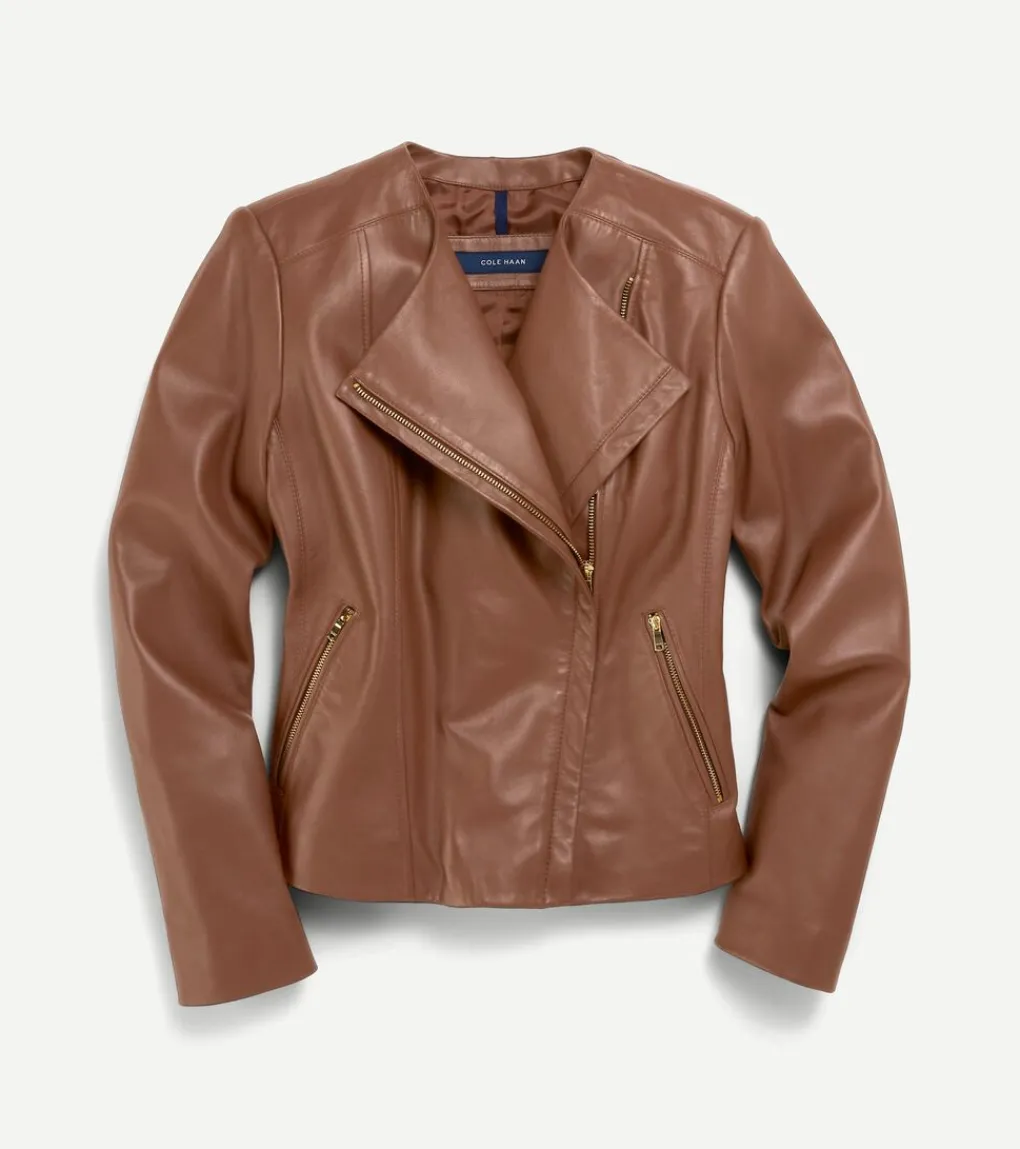 Women's Asymmetrical Leather Jacket*Cole Haan New
